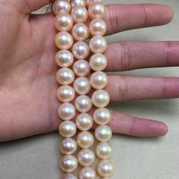 Freshwater Pearl Necklaces For Women Round Shape With Size 11-12 Mm Perfect Luster Jewelry Diy Loose Strands Necklace Chains