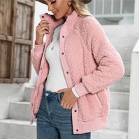 Kadın Ceketler Kadın Kış Sıcak Kalınlaşmak Peluş Mont Moda Bulanık Polar Uzun Kollu Ceket Kaban Karışımları Casual Gevşek Düğme Up Giyim
