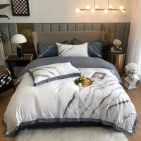 Sängkläder uppsättningar 60 trådantal bomull 4pcs ren uppsättning lyxdäck täcke marmor mönster färgstarka kung storlekshus