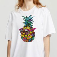 T-Shirt der Frauen-T-Shirt Schöne Ananas-Kopf gedruckt T-shirt Frauen 90er Jahre Grafik Harajuku-Tops T-Shirt Niedliche Kurzarm Tier T-shirt Weibliche T-Shirts
