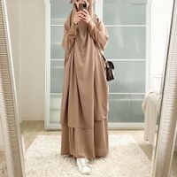 Ramazan Müslüman Namaz Giysi Seti Kadın Kapşonlu Başörtüsü Elbise Jilbab Abaya Etek Setleri Uzun Khimar Djellaba Eid Kıyafeti İslam Niqab
