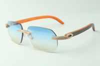 Designer Double Row Diamond Sunglasses 3524024 com copos de armas de madeira laranja, vendas diretas, tamanho: 18-135mm
