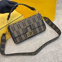 Designer Baguette Bag Canvas Flap Handbag Purse Crossbody Ba...