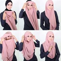Vêtements ethniques Musulman Hijabsturbanet HeadsCarf Fashion SIMBLE Bubble Mousseline de mousseline de mousseline de mousseline Femme Hijab enveloppe de châle de châle de couleur solide