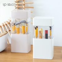 Japón Multifunción Organizador Cosmética Cabina de maquillaje Contenedor de contenedores Box de almacenamiento de lápiz labial Cajas transparentes Bins