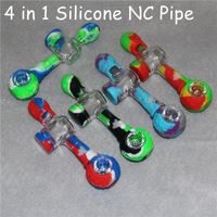 4 in 1 14 mm tubi di silicone fumogeni tubo di olio nettare con paglia di silicio con punte di titanio kit nettare