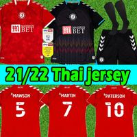 2021 2022 Bristol City Futebol Jerseys Home Red Away Azul Os Robins Paterson Wells Weimann Homens Kits Kits Kits Meias Full Sets Camisetas de Fútbol Camisas de futebol Uniformes