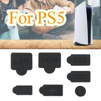 Bouchons en silicone noire anti-poussière Set Interface USB HDM HDM Couvercle anti-poussière Plug de poussière pour PS5 Console de jeu Accessoires Pièces