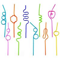 Disposable Dinnerware Crazy Loop Straws, (Pack Of 50) Silly Colorful Reusable Drinking Straws Mega Pack BPA And PFOA Free