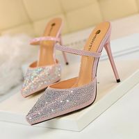 Dress Shoes Women Ladies Fine Sexy Shallow Mouth Cusp Cool Slipper Heel Sandals Sale Party 34 35 36 37 38 39 40 White Black Gray