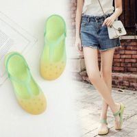 Hot Summer Mujer Mules Clogs Beach Transpirable Gradiente Color Zapatillas Sandalias de mujer Zapatos de Jalea Lindos Zapatos de jardín O3KR #