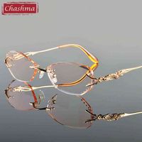 Chashma Lüks Tonu Lensler Miyopi Gözlük Okuma Gözlükleri Elmas Kesme Çerçevesiz Gözlük Çerçevesi Kadınlar Için 211213