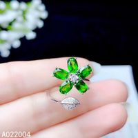 Rings de cluster kjjeaxcmy jóias finas 925 Sterling Silver Inlaid Natural Gemstone Diopside Ring Female Classic Support Detecção
