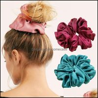 Hair Aessories & Tools Products Oversized Bright Color Scrunchies Women Silk Scrunchie Elastic Bands Girls Headwear Donut Grip Loop Ponytail