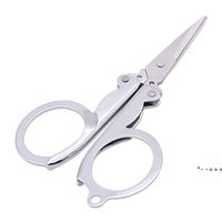 Stainless Steel Folding Scissors Mini Convenience Travel Silver Tailor Scissors Household Hand Tools LLF13387