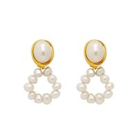 Concise luxury freshwater pearl Dangle earrings jewelry fashion women 18k gold plated s925 silver needle drop earrings