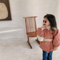 Down manteau 2021 Veste de ceinture coton matelassée pour enfants d'hiver, petite fille, style coréen, chaleur