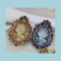 Pins Brooches Jewelry Top Quality Austria Crystal Rhinestone Vintage Fashion Victorian Style Cameo Lady Scarf Brooch Factory Direct Sa