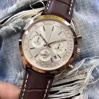 brown style dial luxury mens watch 46mm leather strap male watches transocean chronograph quartz 878S T36B