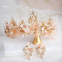 Cheveux clips barrettes hotmade hotmade plumade fleur bridal diara couronne luxe or filles femme casque de mariage bijoux accessoires