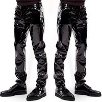 Мужские кожаные брюки тонкие брюки из кожаных брюк для мужчин повседневные узкие брюки кожаные карандашные брюки скинни