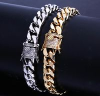 10mm Miami Cuban Link Iced Out Gold Silver Stainless Steel Bracelets Hip Hop Bling Chains Jewelry Mens Bracelet