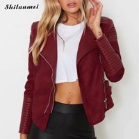 여자 가죽 가짜 오토바이 PU 재킷 여자 겨울과 가을 패션 지퍼 코트 코트 재킷 여성 패치 워크 블랙 흰색 빨간 아웃복