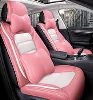 Auto-Accessoire-Sitzbezug für Sedan-SUV-dauerhafte hochwertige Leder-Universal-Fünf-Sitze-Set-Kissen einschließlich der vorderen und hinteren Abdeckungen Vollständiges rosa Design