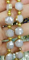 Earrings & Necklace Wholesale 12mm Bezeled Brass Faceted Hexagon Round Coin Teardrop Crystal Glass Charm Space Bead Pendants -earrings 10pcs