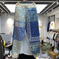 Тяжелые ткани Kapital Man Ffulspants Streetwear Joggers Брюки на Древесина Кешью Цветочные печатные Брюки Мужчины
