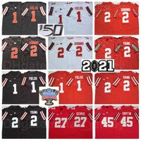 NCAA College Ohio State Buckeyes Football 1 Justin Champs Jersey Chase Chase Jeune 2 JK Dobbins 27 Eddie George 45 Archie Griffin Tous cousus Black Red White University
