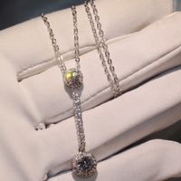 Cool Brand Luxury Jewelry 925 Sterling Silver Round Cut Single 5A Cubic Zirconia Gem Party Long Pendant Chain Necklace Gift