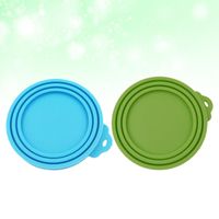 Mutfak Depolama Organizasyonu 2 ADET Üç Katmanlı Silikon Pet Gıda Kedi Teneke Kapakları Kapsar Kutu Şeker Renk Mühürlü Kapak (1 adet Açık Mavi, 1 adet GR