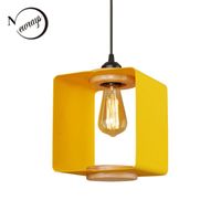 Pendant Lamps Country Retro Square Iron Light LED E27 Modern Industrial Hanging Lamp With 4 Colors For Cottage Parlor Bedroom Shop Bar
