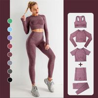 2 Piece Set Women Workout Clothing Gym Yoga Fitness Sportswear Crop Top Sports Bra Seamless Leggings Active Wear Outfit Suit 220122