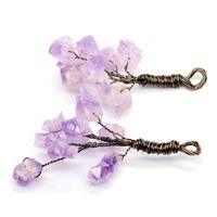 Pendant Necklaces Healing Jewelry Natural Crystal Necklace Wire Wrap Cluster Flower Pendulum Amethysts Purple For Women