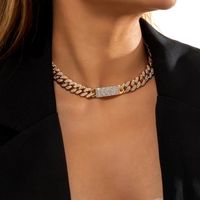 Łańcuchy ingesight.z błyszczące pełne lukrowe out dżetów MIAMI Curb Cuban Choker Naszyjniki Crystal Square Collar Kobiety Mężczyźni Biżuteria