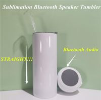 20oz Sublimação Bluetooth Speaker Tumbler Sublimação Straight Tumbler Sem Fio Inteligente Música Cups Aço Inoxidável Aço Inteligente Garrafa de Água Com Tampas e Palhas