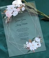 Greeting Cards Rectangle Wedding Acrylic Invitation Card, ,Custom Clear Invitation,10 Pcs Baptism Invitations,Birthday Invitations