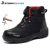 Knob Shoelaces Safety Shoes Men Work Steel Toe Cap Puncture-proof Boots Anti-smashing Non-slip New Technology