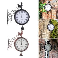 Relógios de parede Creative Dupla face Clock Vintage Retro Ferro Forjado para sala de estar Decoração de escritório