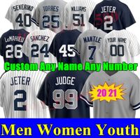 Mens Derek Jeter DJ Lemahieu Aaron Juiz Baseball Jerseys Mariano Rivera Babe Ruth Yankee Bernie Williams Homens Mulheres Jovens Crianças Personalizar Jersey