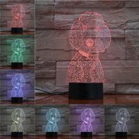 Night Lights Poodle Shape House Pet Dog 3D Lamp Illusion Light LED Bulb Home Decoration Multicolor Drop Touch Senor Battery Toy
