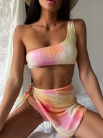 2021 Najnowszy strój kąpielowy bikini trzyczęściowy stroje kąpielowe z kieliszek na ramię z kostiumem kąpielowym z barwnikiem