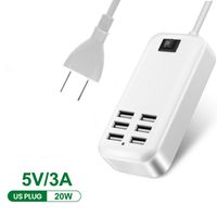 6 Port USB Hub Desktop Wall Charger AC Power Adapter EU US Plug Slots Charging Extension Socket Outlet With Switcher