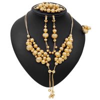 Örhängen Halsband Yulaili Mode Dubai Guld Smycken Set Partihandel Bridal Gifts Nigerian Bröllop African Beads Smycken Satser för Kvinna Bij