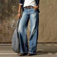 Casual Plus Size Loose Jeans Frauen 2021 Herbst Winter Elegant Solid Color Denim Hosen Vintage Damen Weitbein Jeanshosen 2xl1