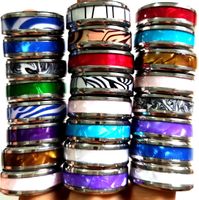 30pcs / lot Design unico Top misto in acciaio inox shell anello di alta qualità comfort-fit uomini donne donne banda anello gioielli caldi