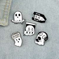 Cute Boo Enamel Pins Custom Ghost Music Box Brooch Lapel Badge Bag Cartoon Funny Jewelry Gift for Kids Friends C3