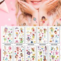 10 tipos glitter pó tatuagens de fadas borboleta arco-íris castelo flores temporário corpo adesivos descartáveis ​​crianças maquiagem festa